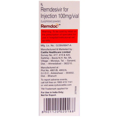 Remdac Injection (1 Vial) used for the treatment of coronavirus or Covid-19