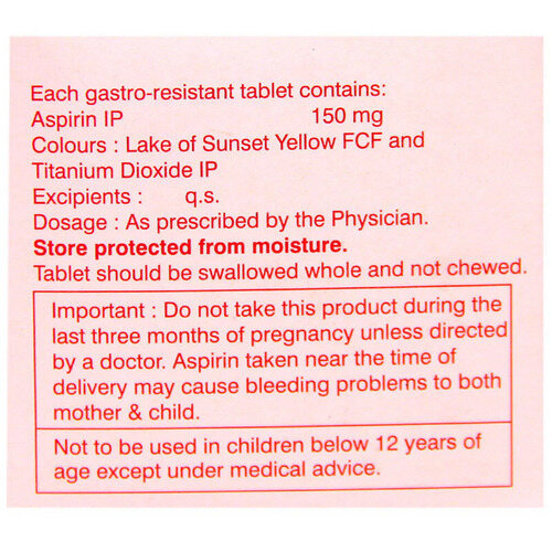 Ecosprin 150 Tablet 14's contains Aspirin 150mg