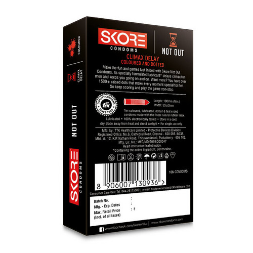 Skore Not Out Climax Delay Condoms 10's