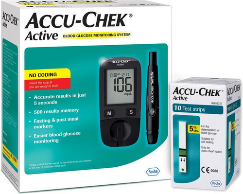 Accu-Chek Active Glucose Monitoring Kit (10 Free Strips)