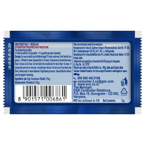 Buy Eno Regular Powder Sachet 5g Online Check Price & Substitutes