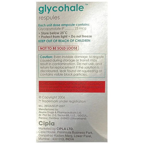 Glycohale Respules 1ml contains Glycopyrrolate 25mcg
