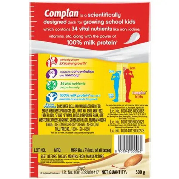 Complan Kesar Badam Health Drink Powder 500g (Refill Pack)