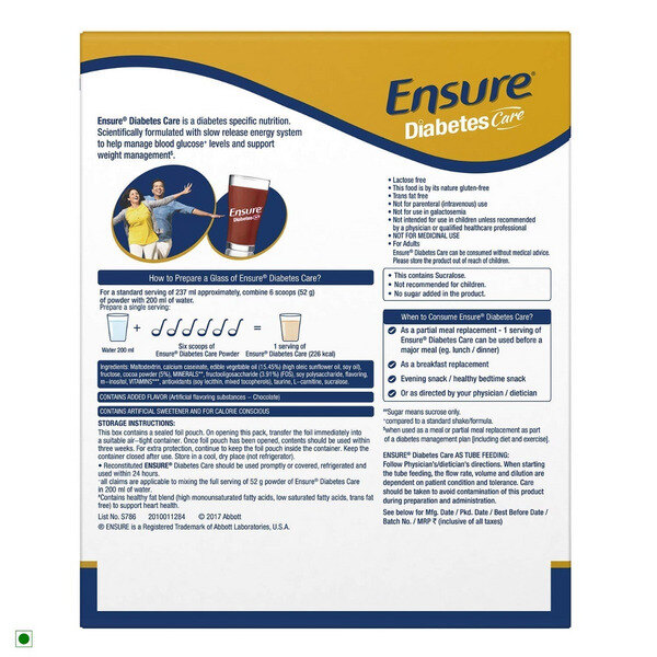 Buy Ensure Diabetes Care Chocolate Powder 400g (Refill Pack) Online