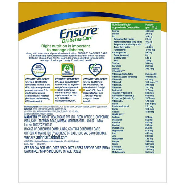 Buy Ensure Diabetes Care Vanilla Delight Powder 200g (Refill Pack) Online Check Price