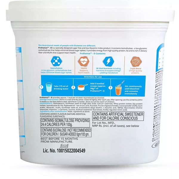 Buy Prohance D Chocolate Diabetes Care Supplement Powder 400g (Jar