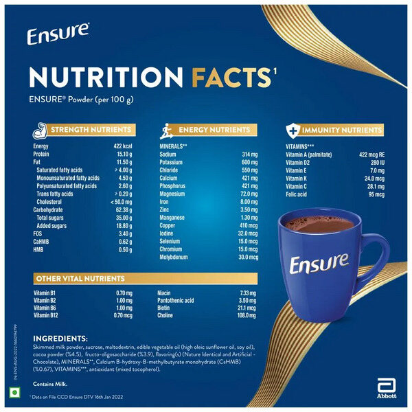 Ensure Chocolate Nutritional Powder 400g (Refill Pack)