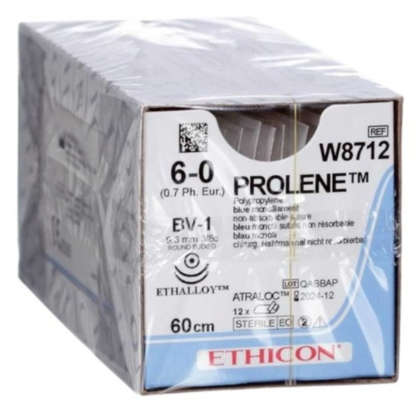 Ethicon Prolene W8712 6-0 Non-Absorbable BV-1 Suture 60cm
